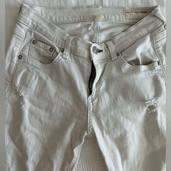 Rag & Bone Dash Slouchy Skinny Tattered White Jeans - Picture 7 of 14